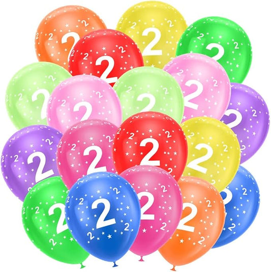 Ainiv 2nd Birthday Balloons 18PCS, 12inch Numbers Printed Latex Party
