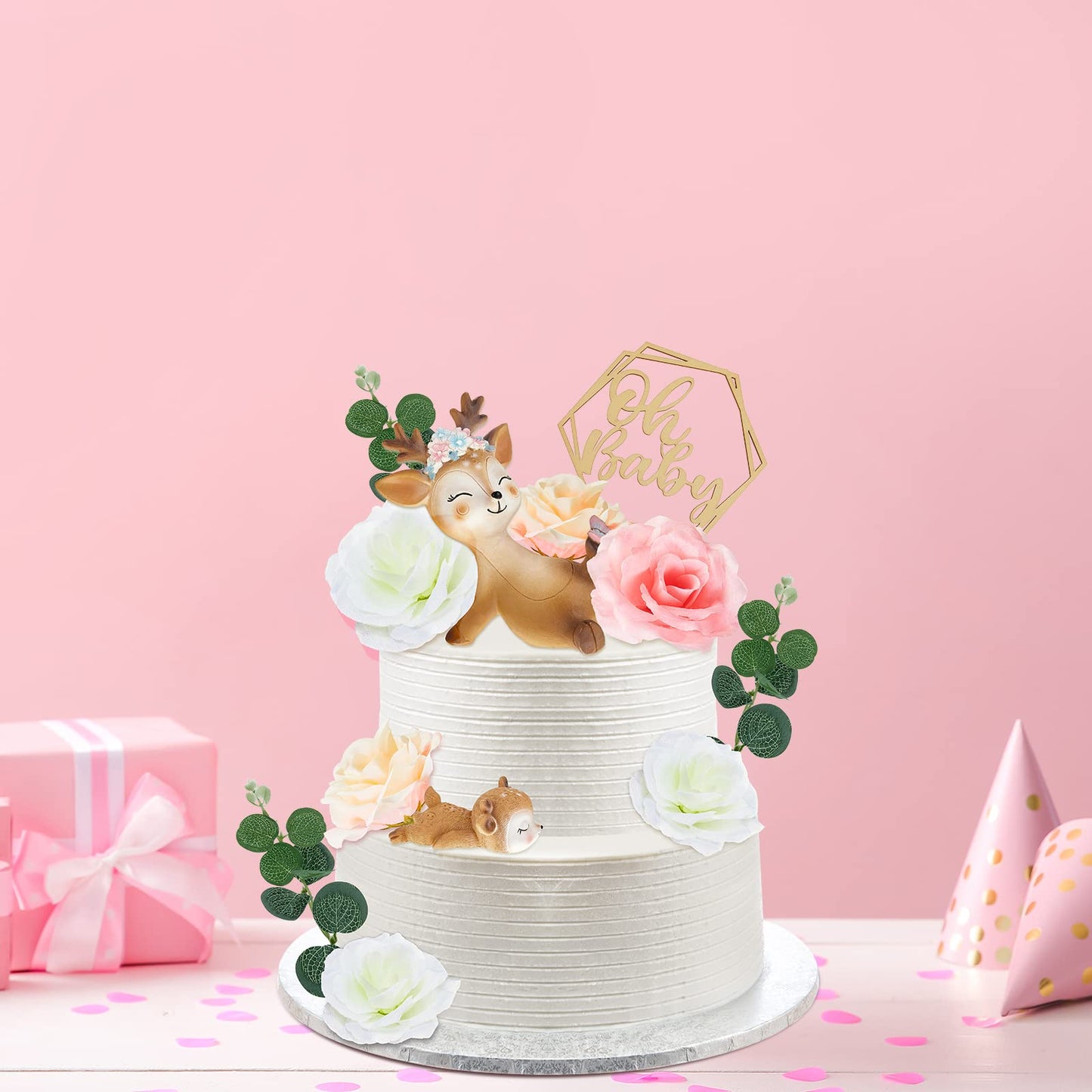 Taiyin Oh Baby Cake Toppers for Baby Shower Cute Deer Cake Toppers