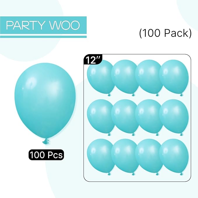 PartyWoo Teal Balloons 100pcs 12 Inch Turquoise Dark Teal Latex