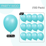 PartyWoo Teal Balloons 100pcs 12 Inch Turquoise Dark Teal Latex