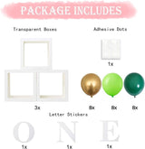 First Birthday Decorations for Boy ONE Balloon Boxes with Green and