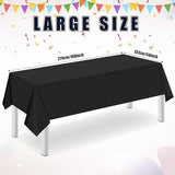 16 Pack Black Plastic Tablecloth for Rectangle Tables, Premium