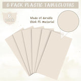 6Pcs Beige Tablecloths for Rectangle Tables,Disposable Plastic Ivory