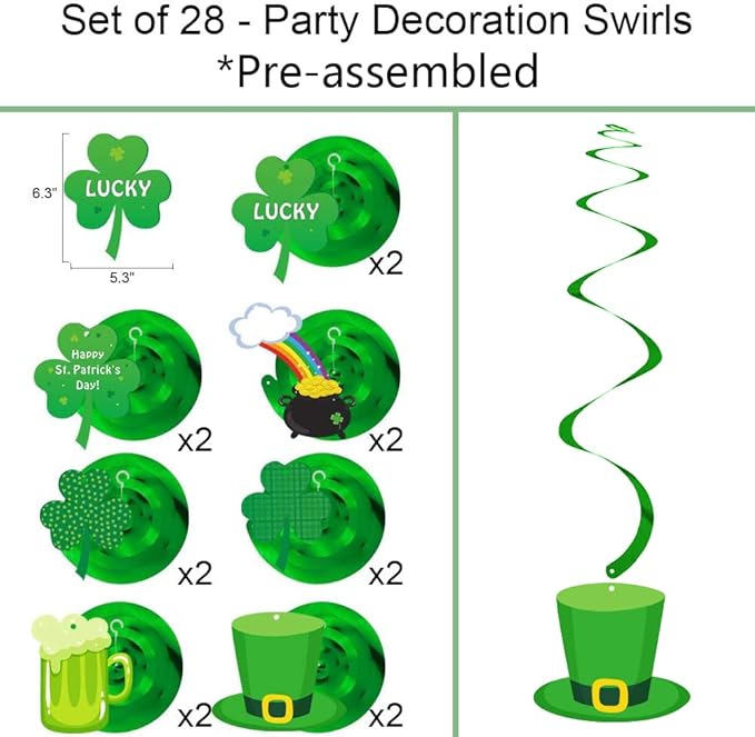 40ct St Patrick's Day Decorations Kit Hanging Swirls Banner Shamrock