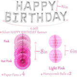 Pink Birthday Decorations Hot Pink Party Supplies Silver Happy