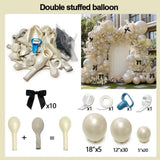 Pearl Sand White Balloon Arch Kit with Black Bow Double Stuffed Pearl