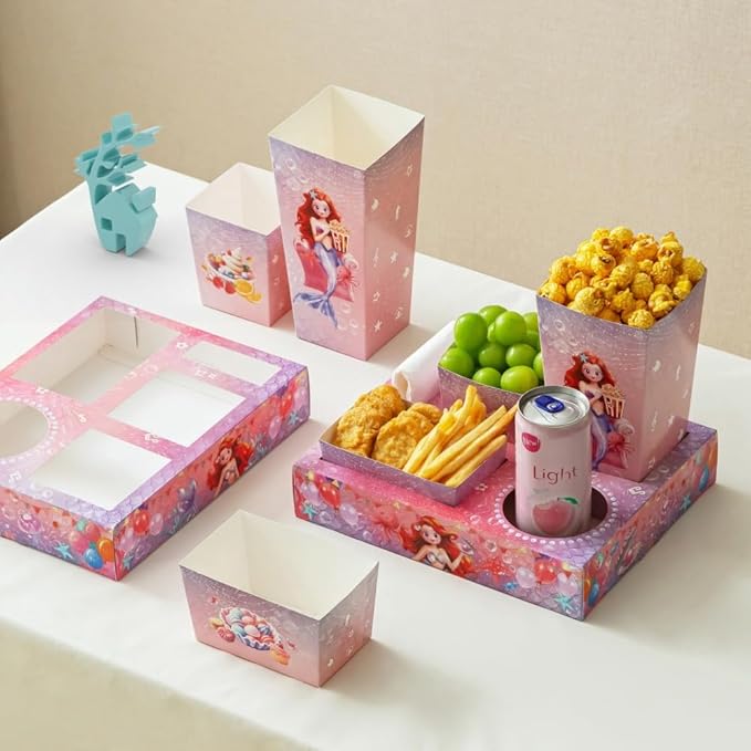 Movie Night Snack Trays 120 PCS Include 20 Mermaid Party Snack Trays