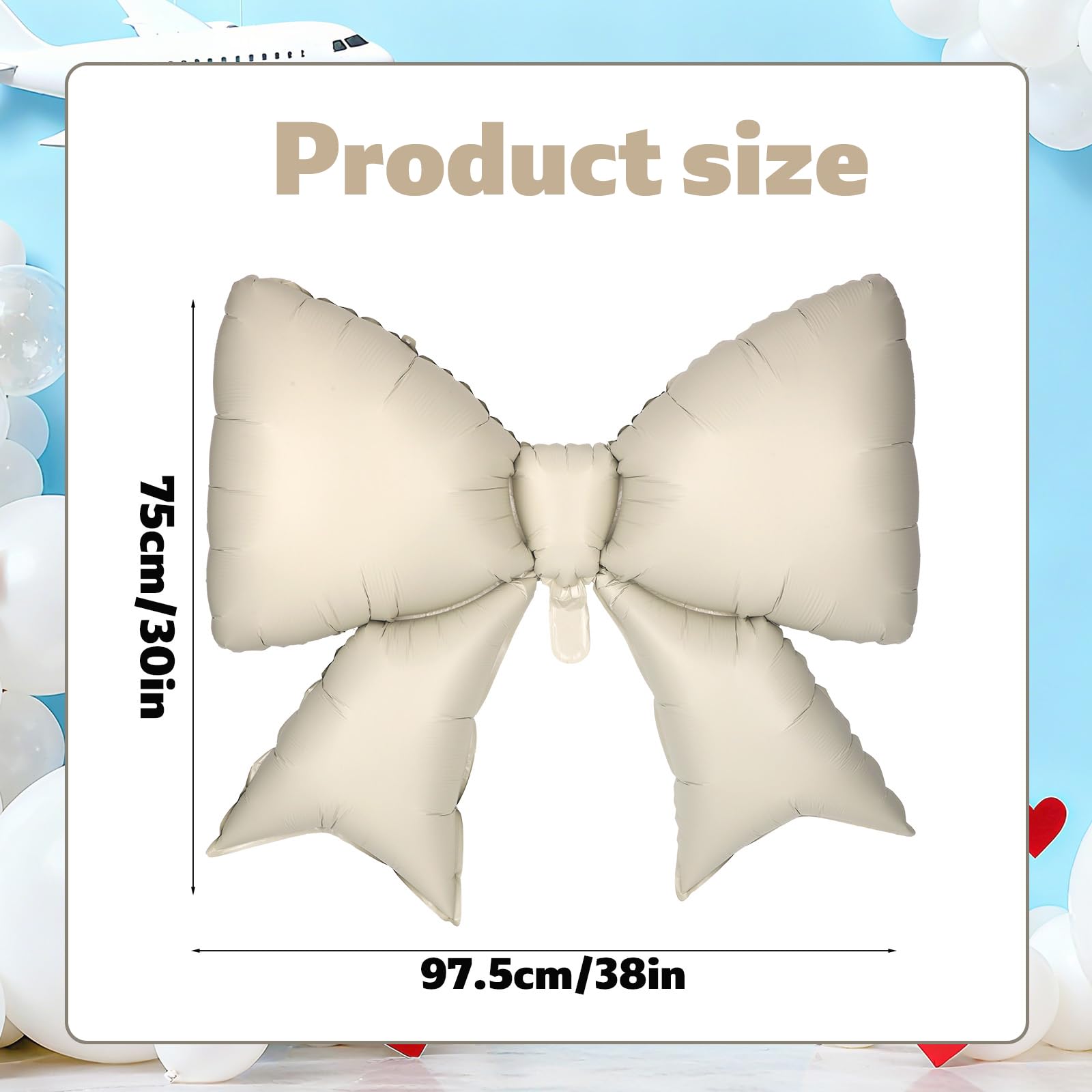 4Pcs Giant Bow Balloons, 97.5cm/38in Big Elegant Coquette Theme Cream