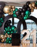 Emerald Green Black Gold Balloon Garland 144Pcs Forest Dark Green
