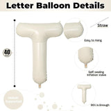 40 Inch Beige Letter Balloon, Cream White Sand Alphabet With Ribbon