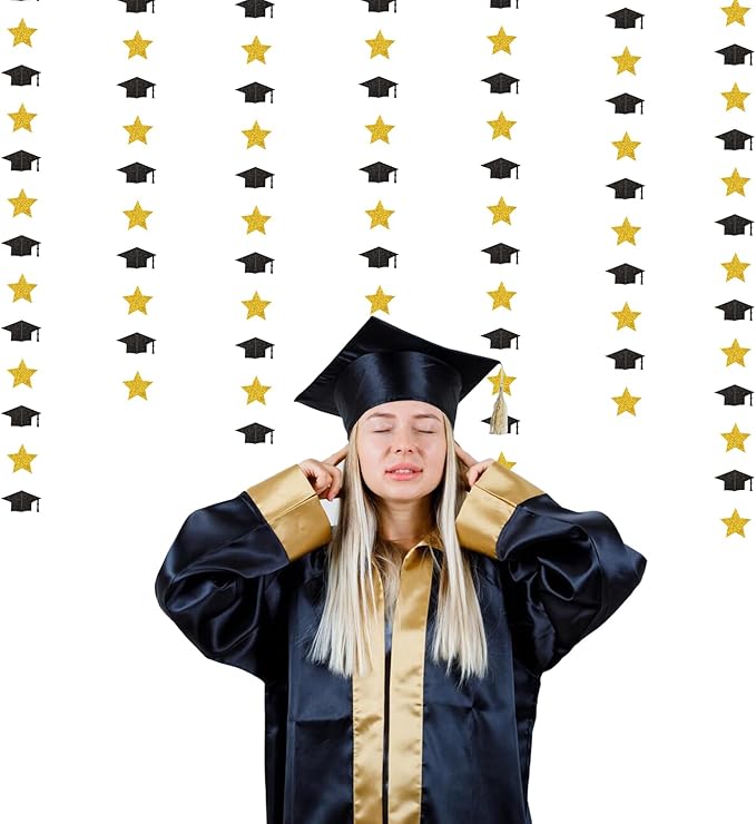 Black-Gold Graduation-2026 Class Party-Decorations Garland - Congrats