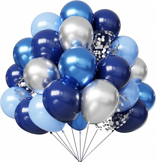 YMSZ Blue and Silver Balloons, 67pcs 12 Inch Navy Blue Balloon
