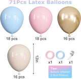 Ouddy Life 71pcs Gender Reveal Balloons Set 12 inch Pastel Pink Blue