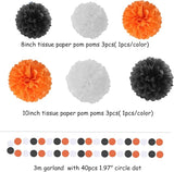 Black White Orange Halloween Party Decorations 23pcs Tissue Pom Poms