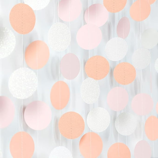 Peach-Pink White Party-Decorations Paper Garland - 52ft Princess