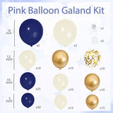 Blue and Gold Balloons Arch Kit, Navy Dark Blue Latex Balloon Arch