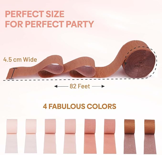 Captain Décor 8 Rose Gold Streamers, 656ft Pack of Crepe Paper for