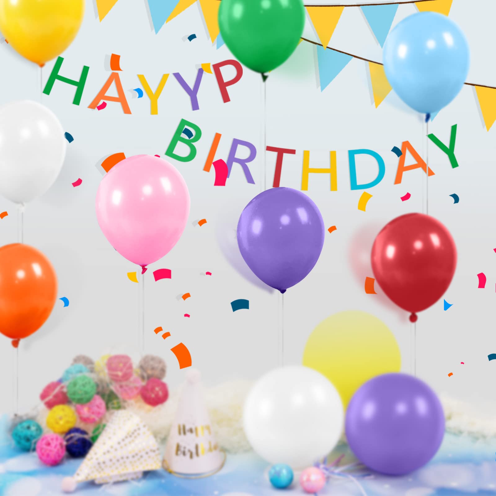 200pcs Balloons 5 Inch Assorted Colors Mini Rainbow Latex Balloons