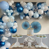 Blue White Balloons Set, 60 Pcs 12 Inch Metallic Chrome Blue Pearl