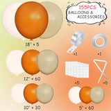 Burnt Orange Boho Balloon Garland Arch Kit 155Pcs Pastel Brown