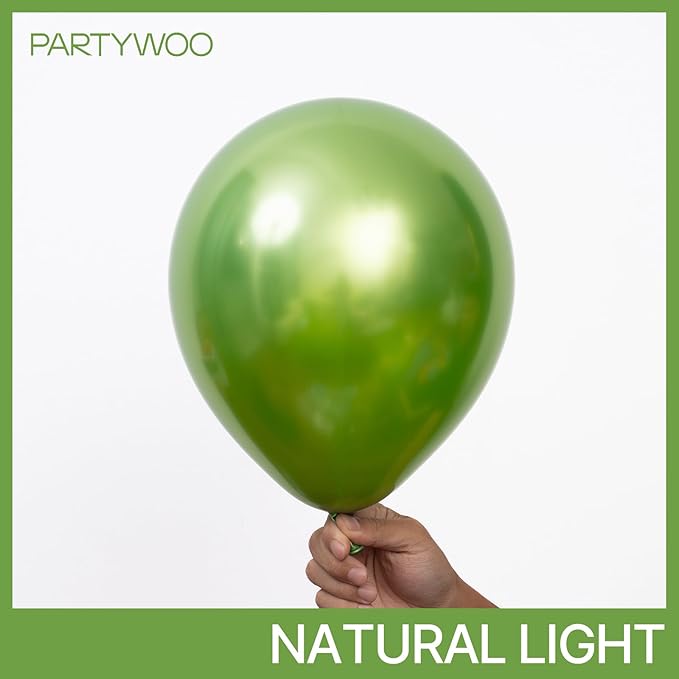 PartyWoo Metallic Green Balloons 100pcs Different Sizes of 18 12 10 5