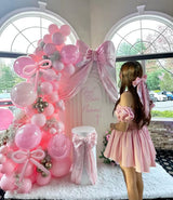 Pink Balloons Arch Kit, 139 Pcs Pink Light Pink White Bow Latex