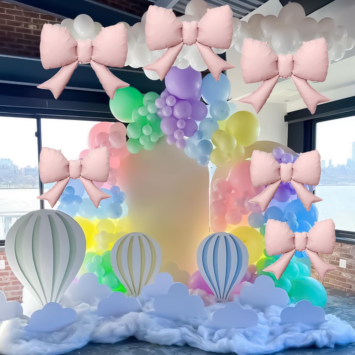8Pcs Pink Bow Big Balloon Bow Theme Party Decoration Balloon for Women