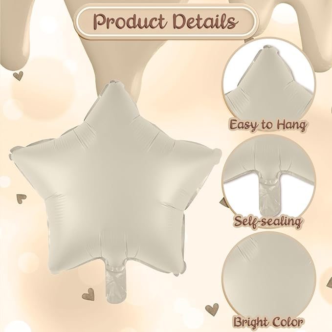 Large Number 2 Balloons, 40'' Beige Nude 2 Balloon with Foil Cream
