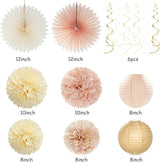 Champagne Gold Beige Fall Bridal Shower Party Decorations 36pcs