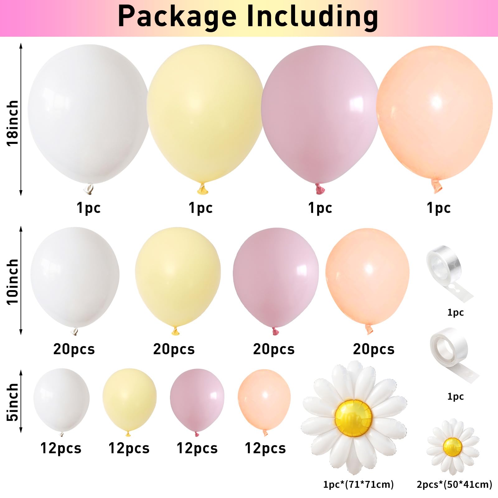 Daisy Flower Balloon Garland Arch Kit 137 pcs Groovy Flower Foil