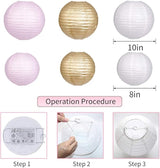 Pink and Gold Party Decorations, Pink Gold Paper Lanterns and Pom