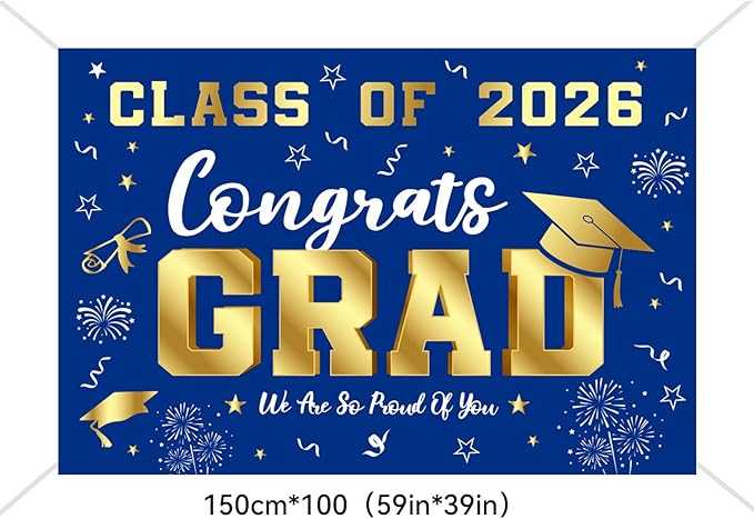 Graduation Decorations 2026 Blue and Gold Set, Congrats Grad Decor