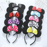 winvin Set of 24 Mouse Costume Deluxe Fabric Ears Headband White Polka