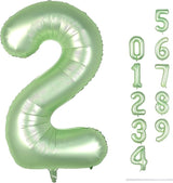40" Balloon Number 2 Sage Green, Large Foil Number Balloons Set 0-9,