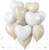Cream Heart Foil Balloon, 18 Inch Sand White Heart Shape Foil