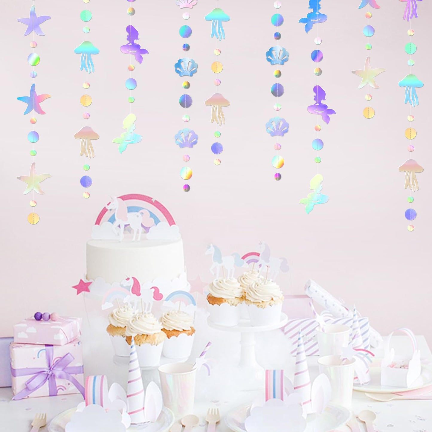 Iridescent Mermaid Birthday Party-Decorations Garland - 40FT Euphoria