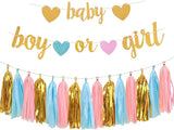 Baby Gender Reveal Decorations Glitter Letters Baby and Boy or Girl