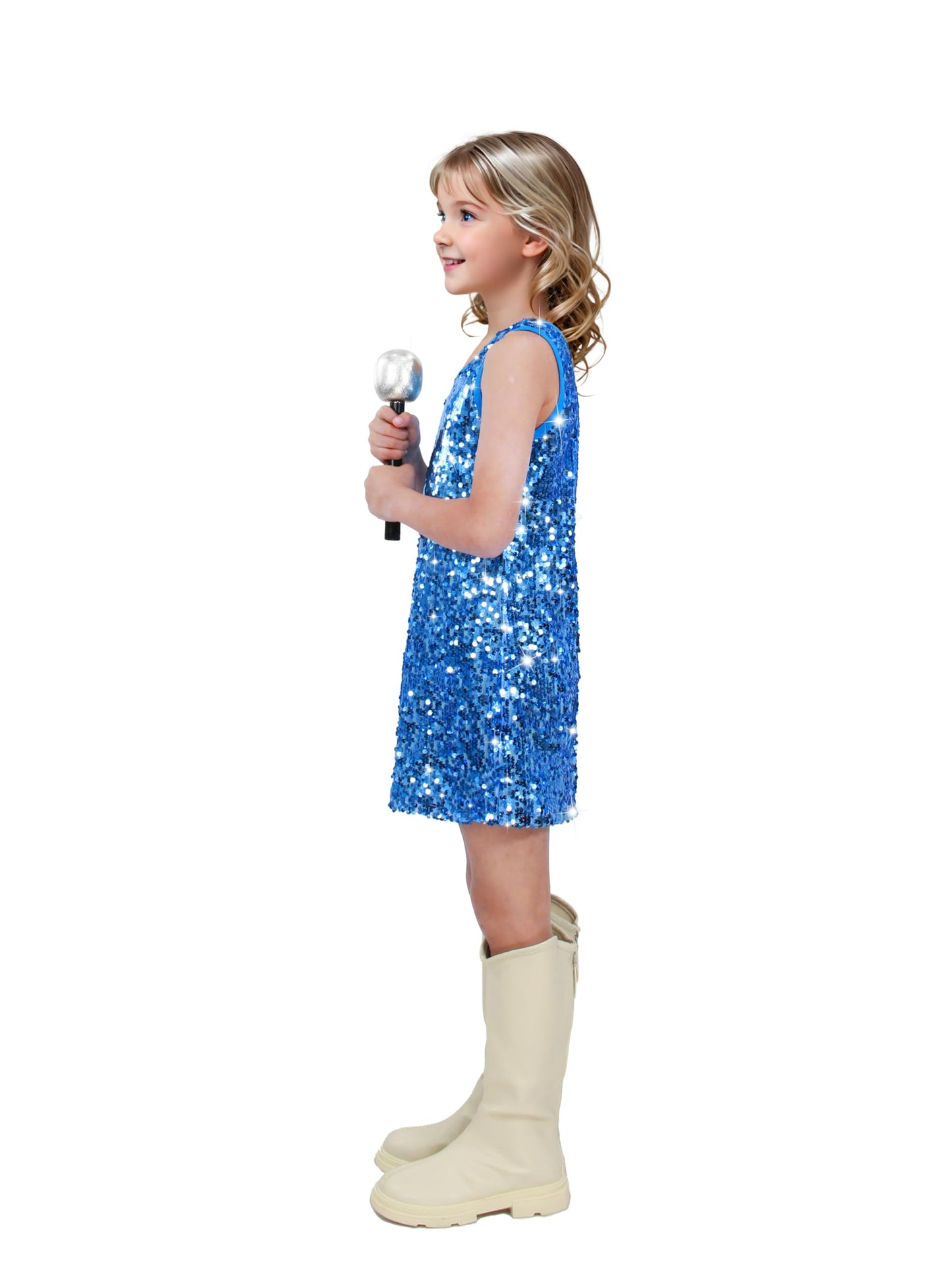 Sinkawa Jackets Girls Sequin Dress Sparkly Sleeveless Costume Prom