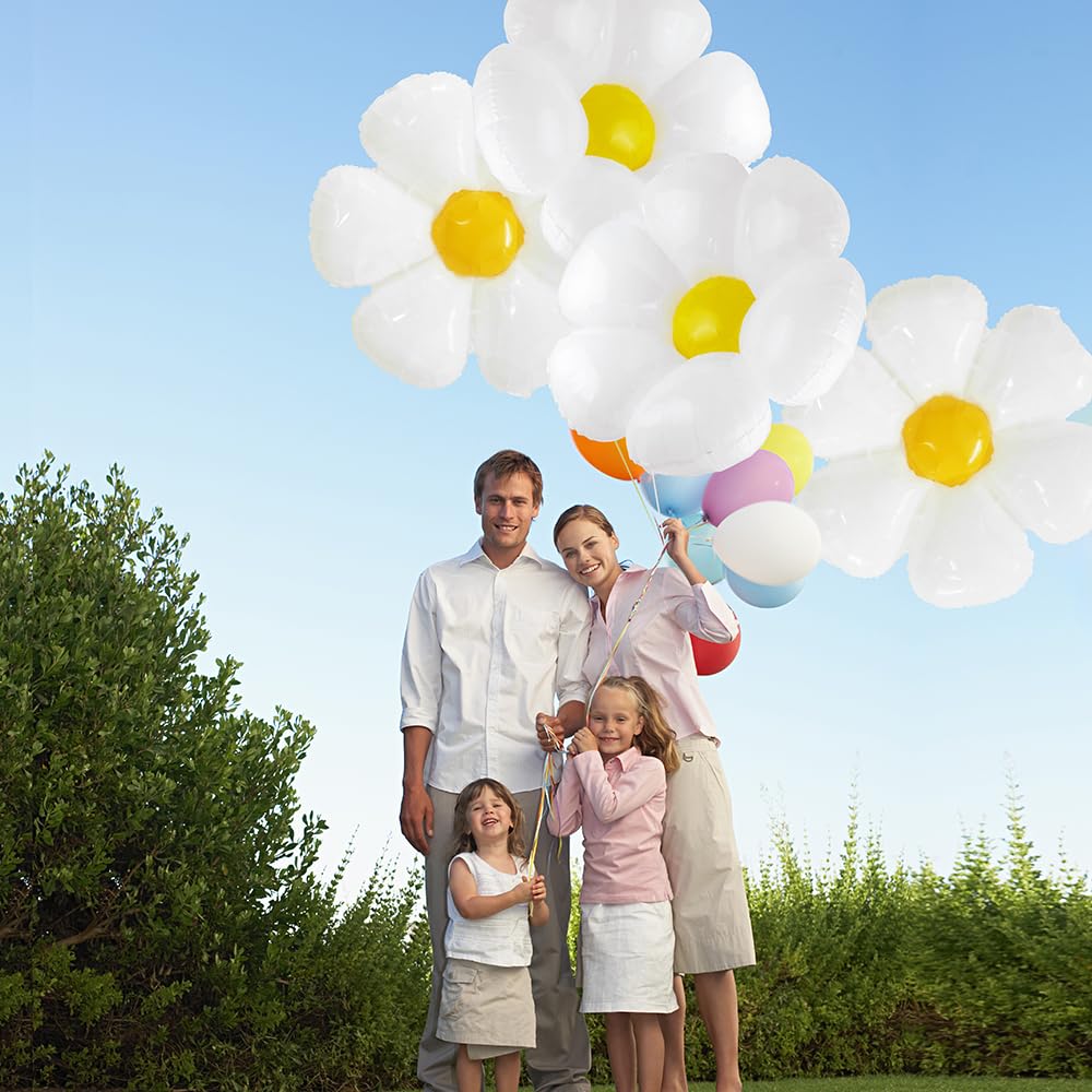 4D Floatable White Daisy Balloons White Flower Balloons Fairy Floral