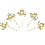 24 Gold Glitter Cake Cupcake Toppers Picks for Wedding Birthday Baby