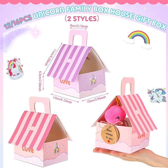 100 Pcs 16 Sets Unicorn Party Favor Mini Unicorn Stuffed Animals