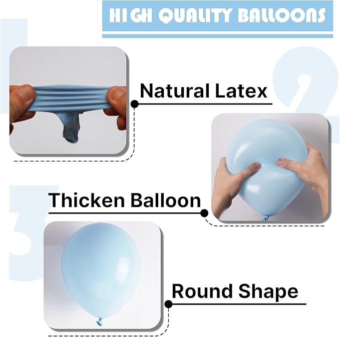 PartyWoo Baby Blue Balloons 100 pcs Different Sizes of 36 18 12 10 5