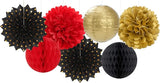 Red Black Gold Party Decorations Streamers Lanterns 14pcs Casino