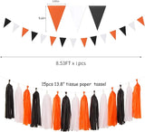 Black White Orange Halloween Party Decorations 23pcs Tissue Pom Poms