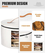 PANGTON Hat Box, Travel Hat Storage Box, Foldable Space-saving Hats
