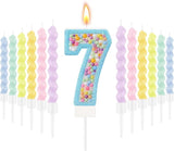 MTLEE Number 7 Birthday Candle Macaron Glitter 3D Number Candle with