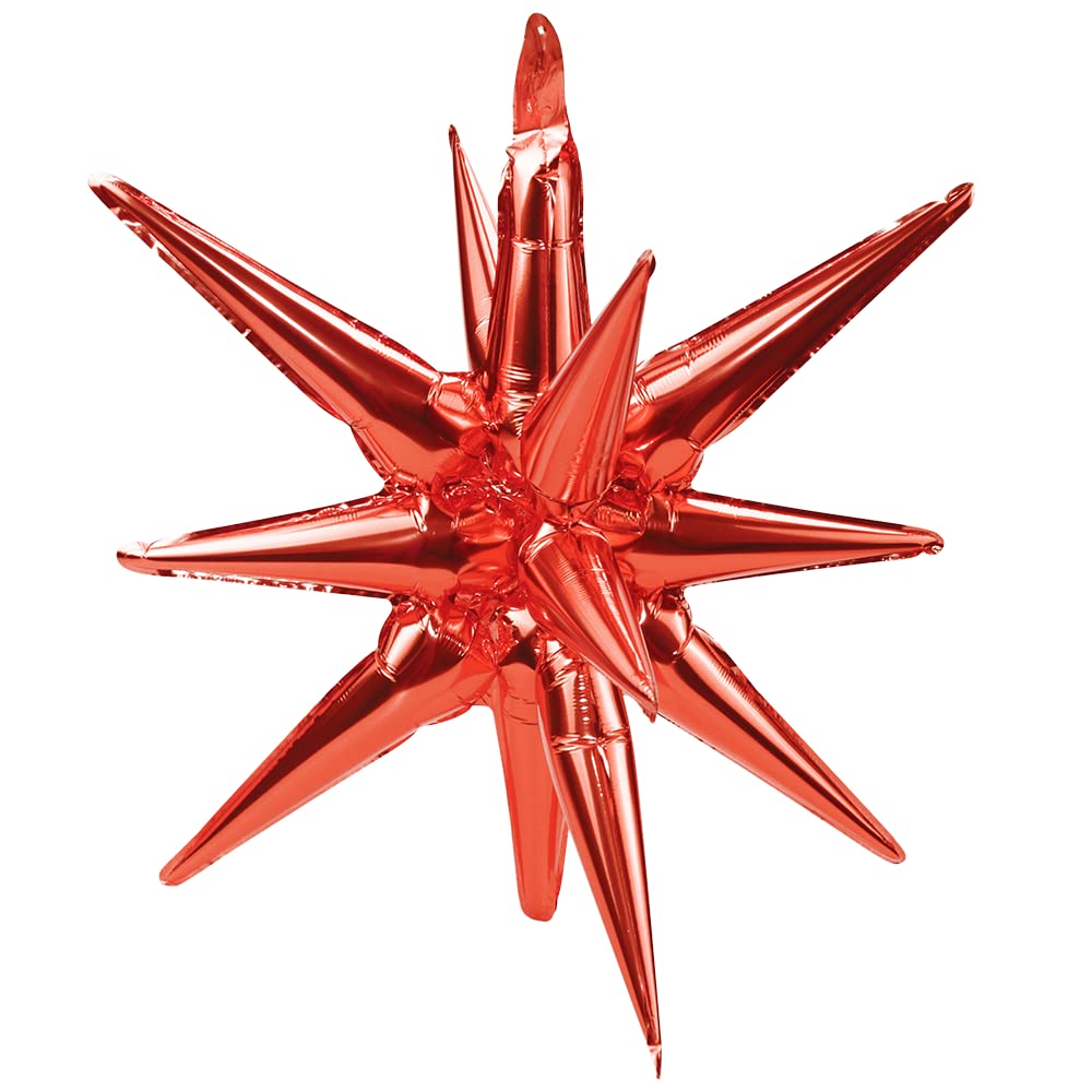 Red One Piece Explosion Star Cone Balloon Metallic Fireworks Spike