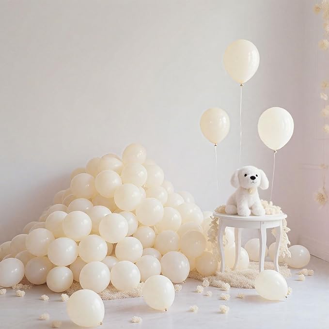 White Sand Balloons, 160Pcs 5 Inch Small Cream Balloon, Latex
