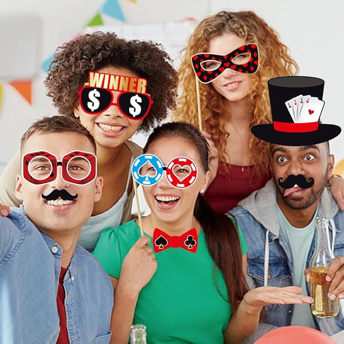 Casino Theme Party Decorations Tumwisk 30PCS Las Vegas Photo Booth
