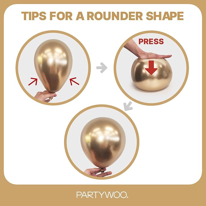 PartyWoo Metallic Gold Balloons 100pcs Different Sizes of 18 12 10 5